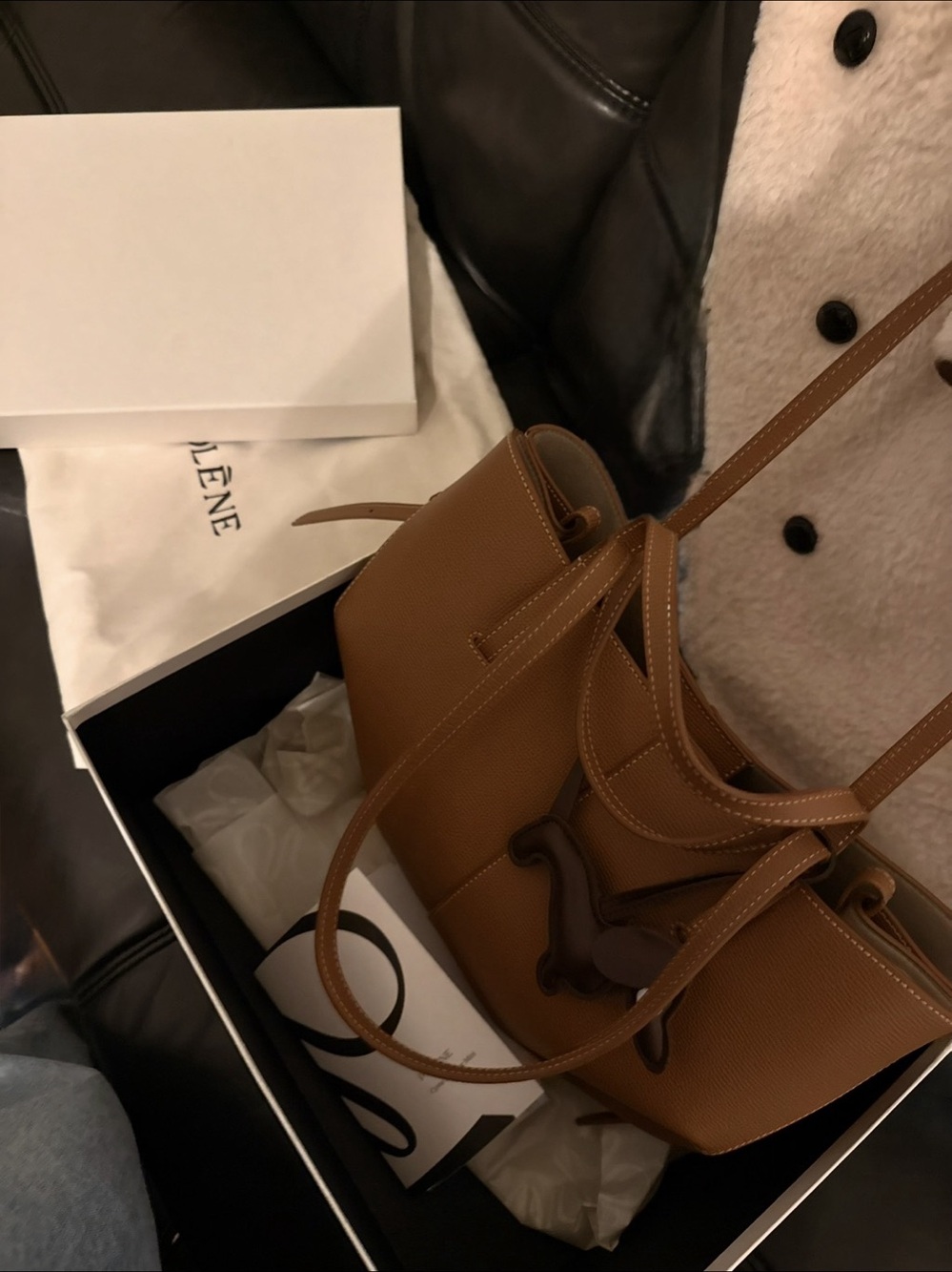 Polène Cyme Tote Brown Shoulder Bag